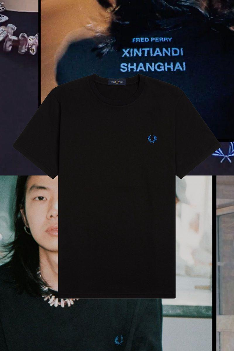 Black Fred Perry Shanghai Ringer Men's T Shirts | PH 1755EBCX